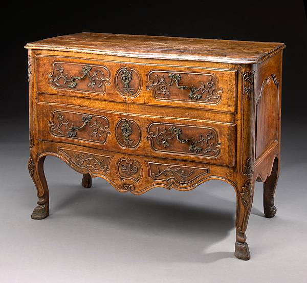 Appraisal: A Louis XV carved walnut commode second half th century