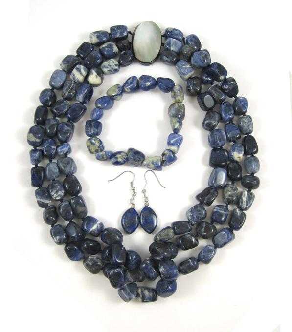 Appraisal: FOUR ARTICLES OF SODALITE JEWELRY including a - inch triple