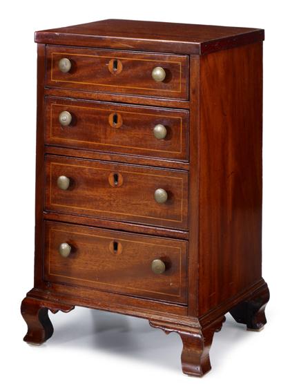 Appraisal: Chippendale inlaid mahogany miniature tall chest th century