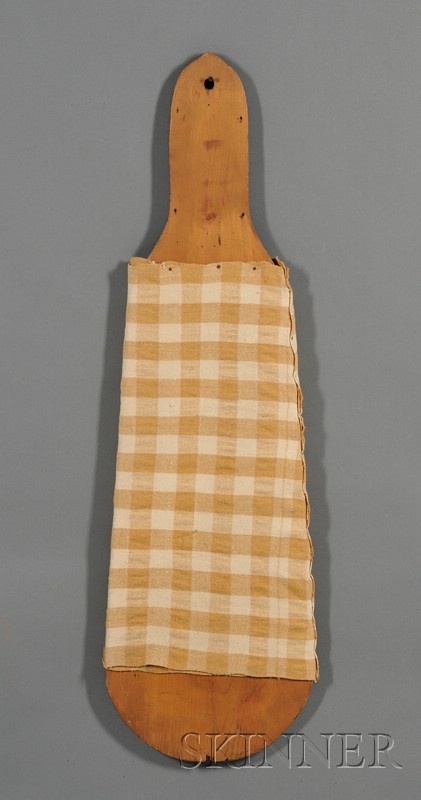 Appraisal: Wooden Ironing Board Wrapped in Woven Wool Homespun Fabric America