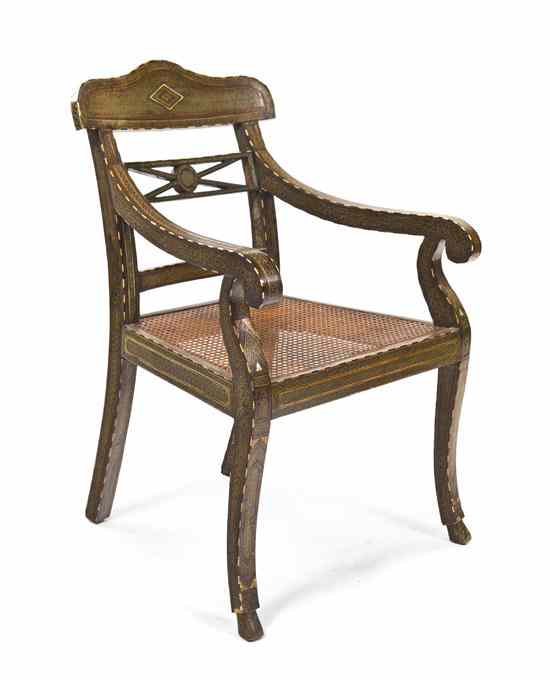 Appraisal: A Regency Style Inlaid Armchair decorated in the Moroccan taste