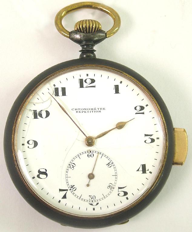 Appraisal: Swiss gunmetal quarter repeating lever pocket watch the dial with