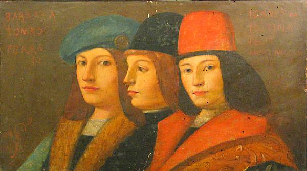 Appraisal: Italian School A study of three heads inscribed 'Barnaba Tomaso