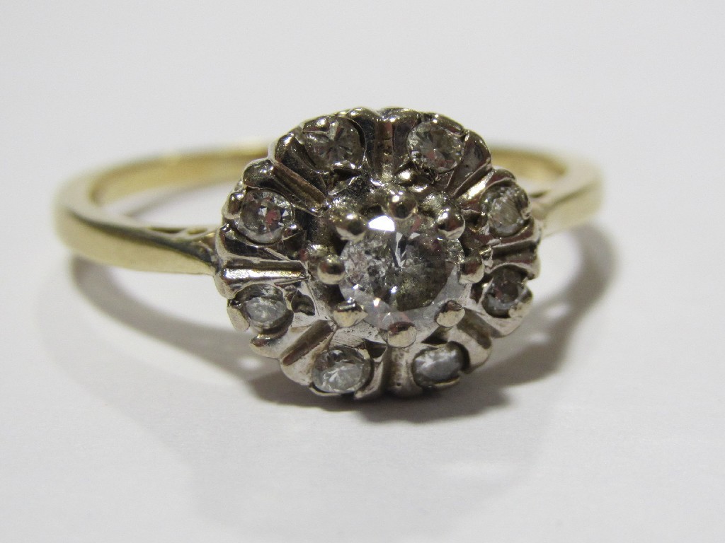 Appraisal: Eighteen carat gold diamond flower head cluster ring with central