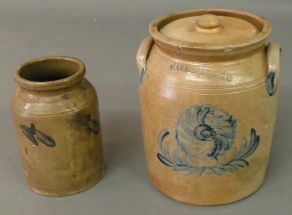 Appraisal: Stoneware crock Harrisburg PA h and a jar h