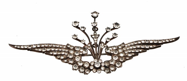 Appraisal: A CONTINENTAL SILVER AND PASTE BROOCH in the form of