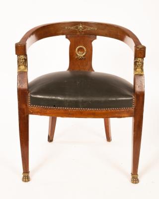 Appraisal: An Empire style gilt metal mounted desk chair