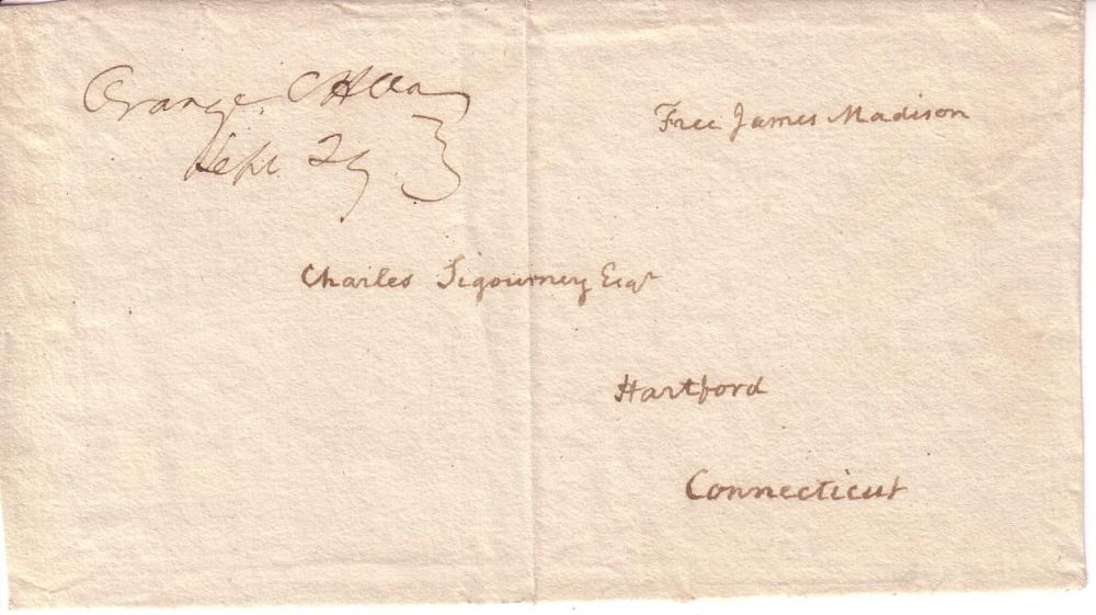 Appraisal: MADISON JAMES Franking Signature Free James Madison on an envelope