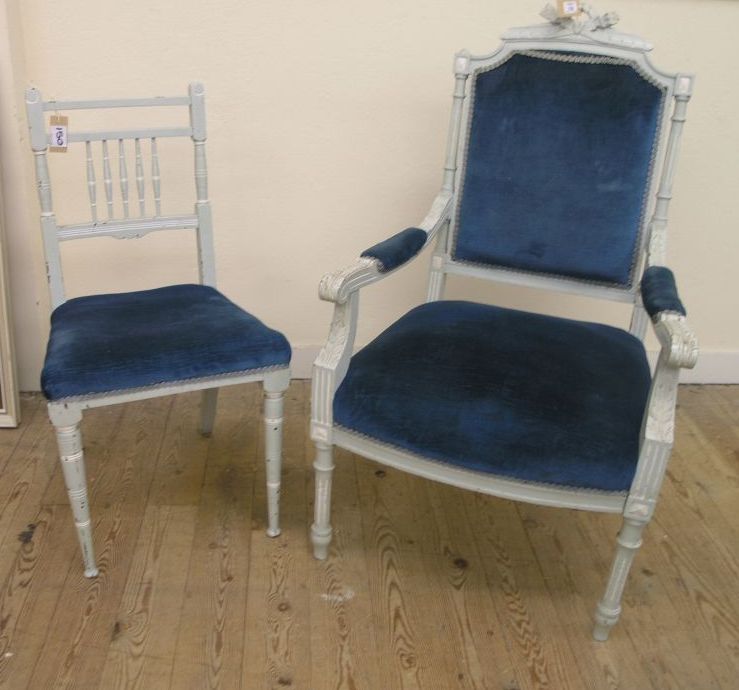 Appraisal: A pair of Louis XVI style pale blue painted salon