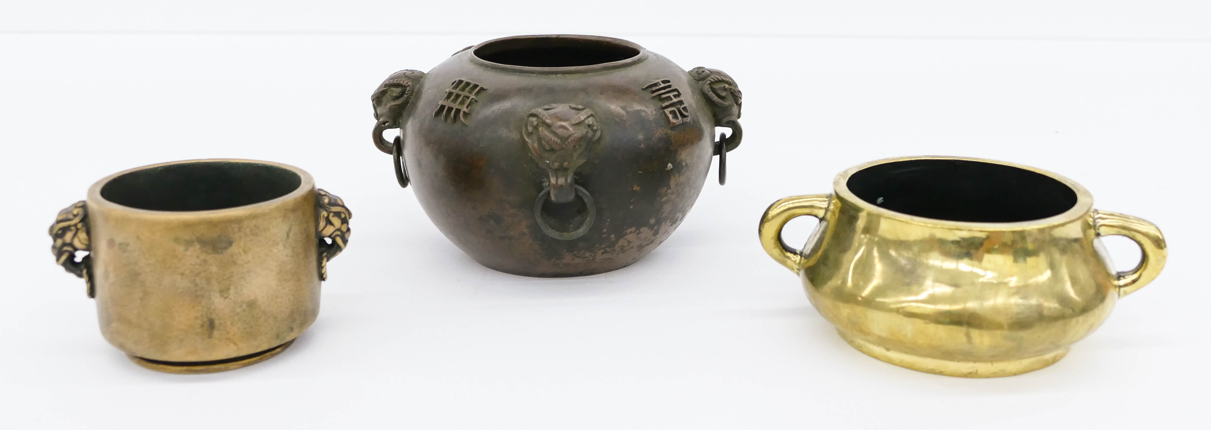 Appraisal: pc Chinese Bronze Small Censers Includes a four head and