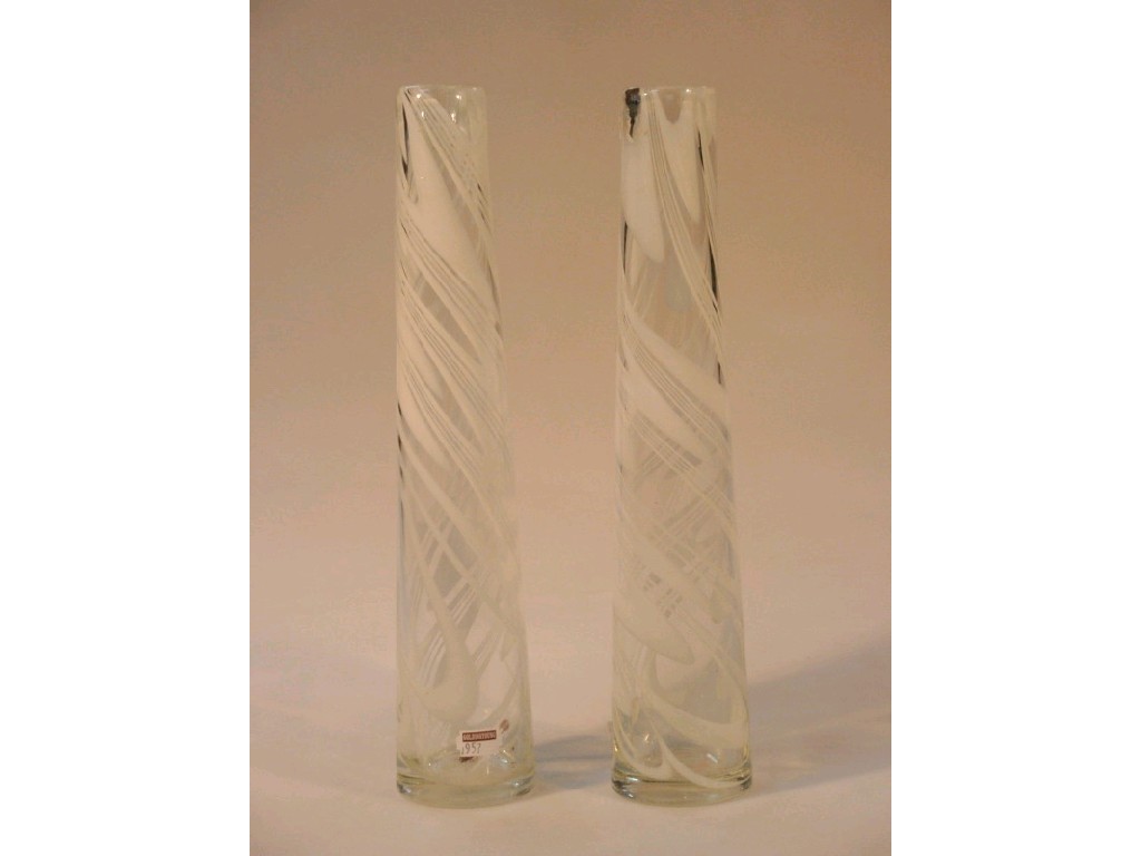 Appraisal: A pair of opaque twist taper glass vases cm high