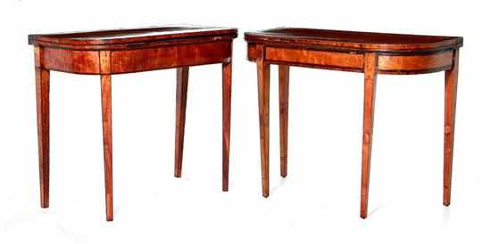 Appraisal: Near pair George III inlaid satinwood game tables late th