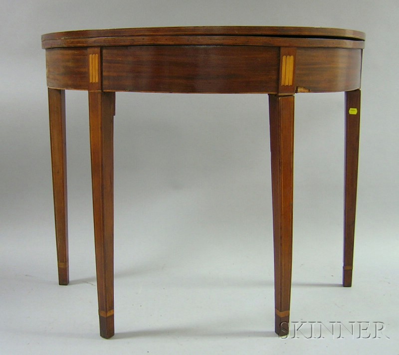 Appraisal: Federal Inlaid Mahogany and Mahogany Veneer Demilune Card Table Two