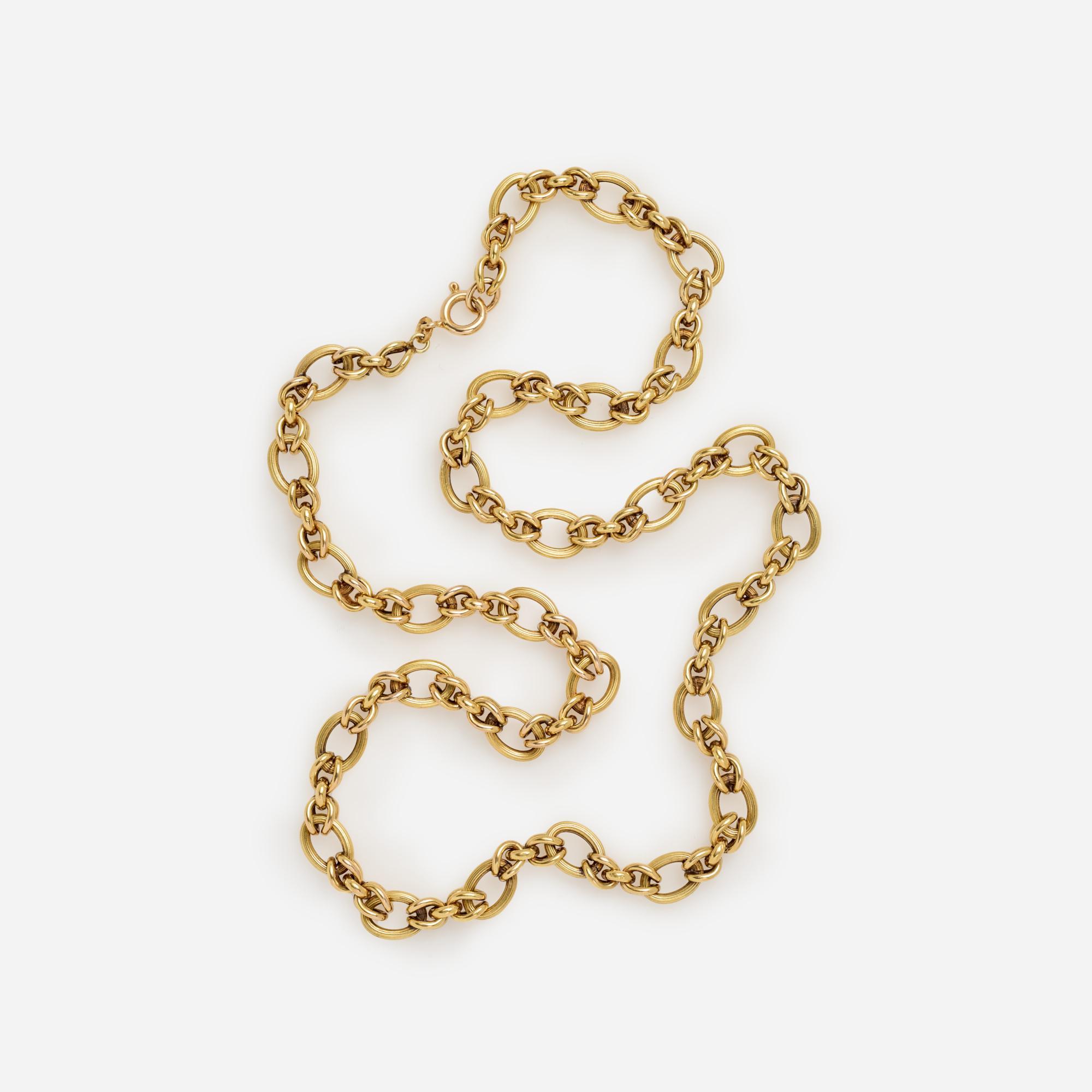 Appraisal: ITALIAN MIXED OVAL LINK NECKLACE CHAIN IN K LONG A