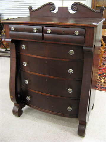 Appraisal: EMPIRE REVIVAL MAHOGANY CHEST OF DRAWERS late classicism design American