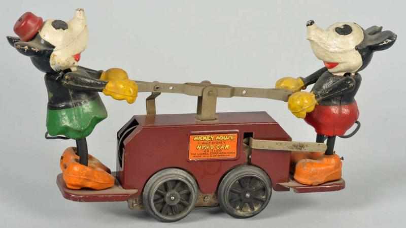 Appraisal: Lionel Disney Mickey Minnie Handcar Wind-Up Toy American Scarce maroon