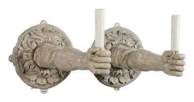 Appraisal: Pair Cast Plaster Arm-Form Sconces th century each in the