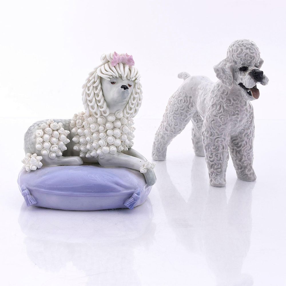 Appraisal: CERAMIC POODLES Poodles includes a Doris Dawson Handmade Bone China