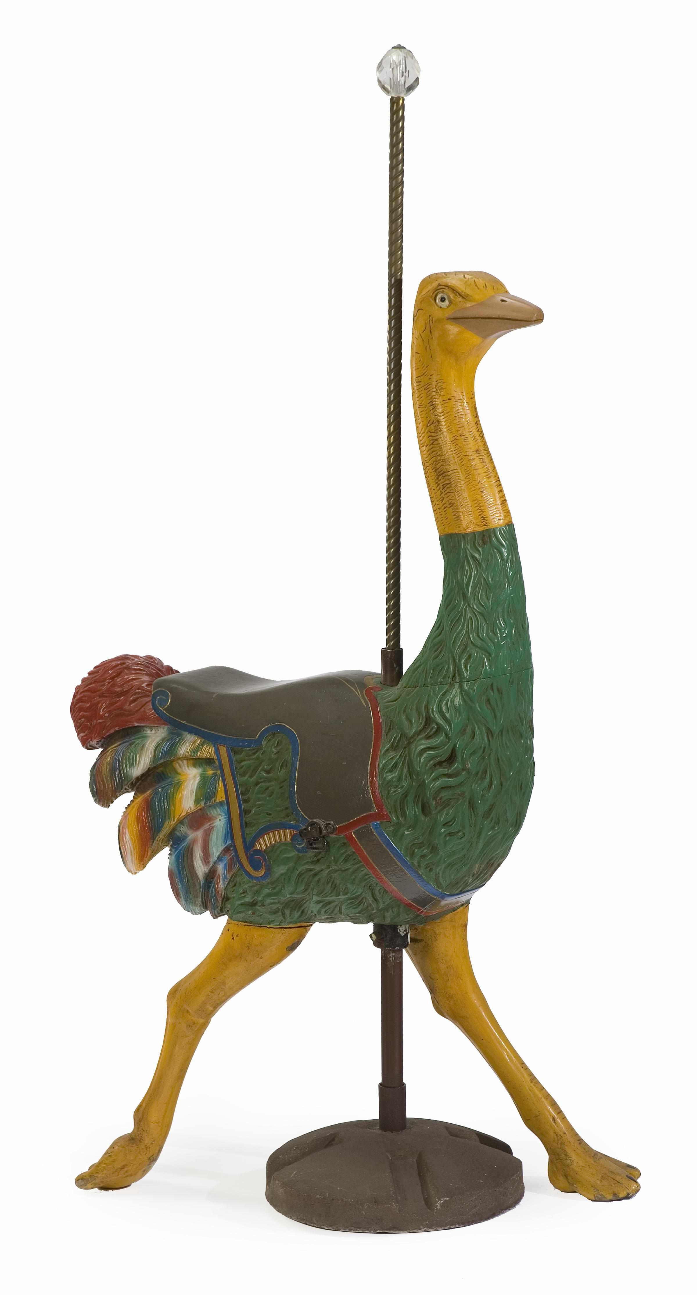 Appraisal: A carved and painted carousel ostrich Herschell Spillman North Tonowanda