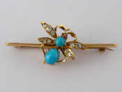 Appraisal: A Victorian carat gold turquoise and diamond insect brooch approx