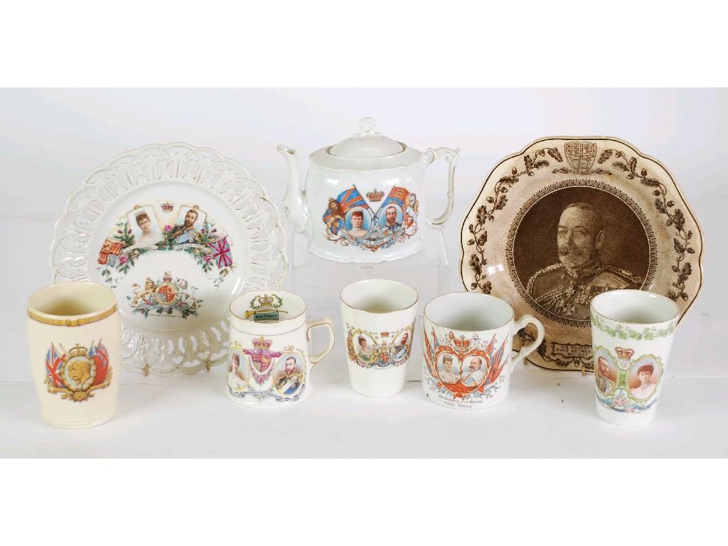 Appraisal: EIGHTEEN PIECES OF GEORGE V ROYAL COMMEMORATIVE CHINA AND POTTERY