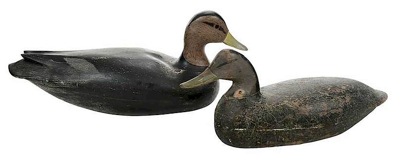 Appraisal: Two Black Duck Decoys Including Doug Jester attributed Doug Jester