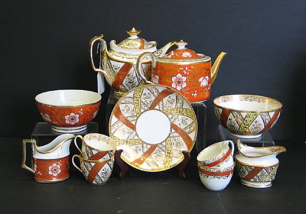 Appraisal: A group of three English porcelain part tea services in