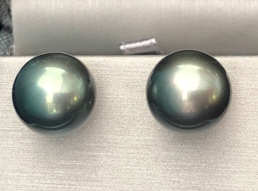 Appraisal: Pair of mm South Sea Tahitian Grey Pearl Earrings Pair