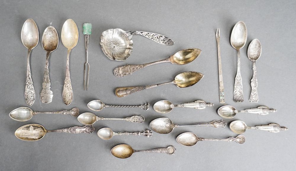 Appraisal: COLLECTION OF ASSORTED STERLING AND LESSER SILVER SOUVENIR AND TYPE