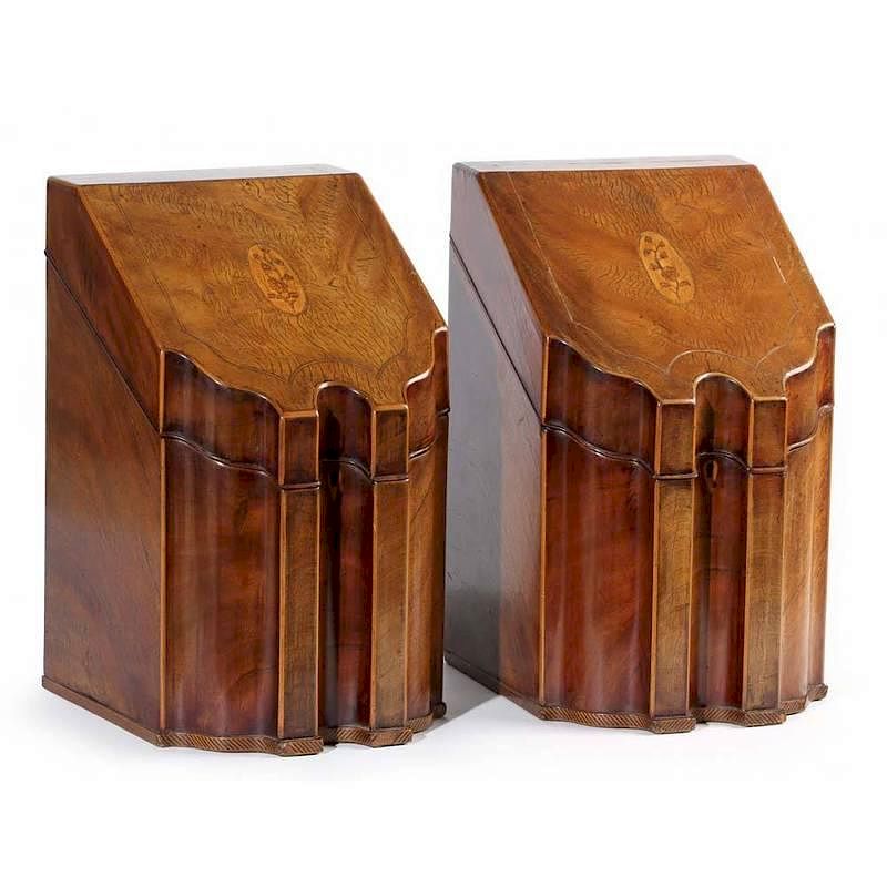 Appraisal: Pair of George III Style Inlaid Knife Boxes th century