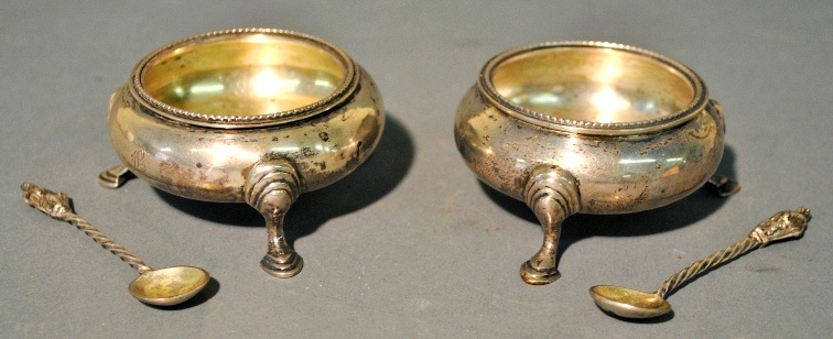 Appraisal: - Pair of th c English silver Queen Anne style