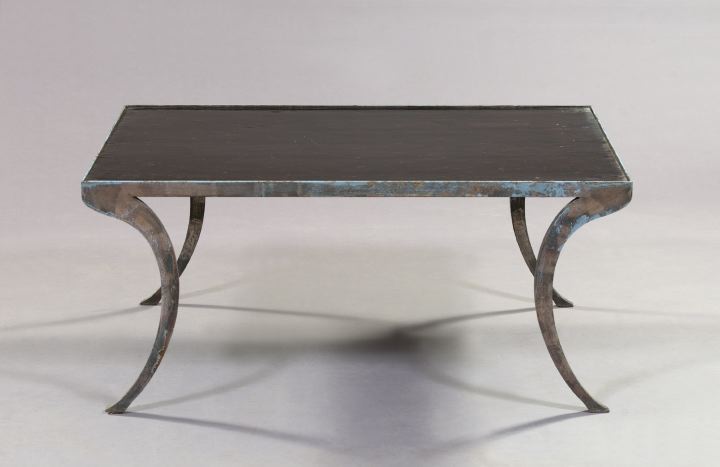 Appraisal: Contemporary American Rosewood Veneered and Iron-Mounted Coffee Table of neoclassical