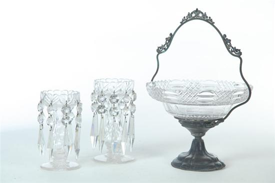 Appraisal: THREE PIECES OF CUT GLASS Late th century Two lusters