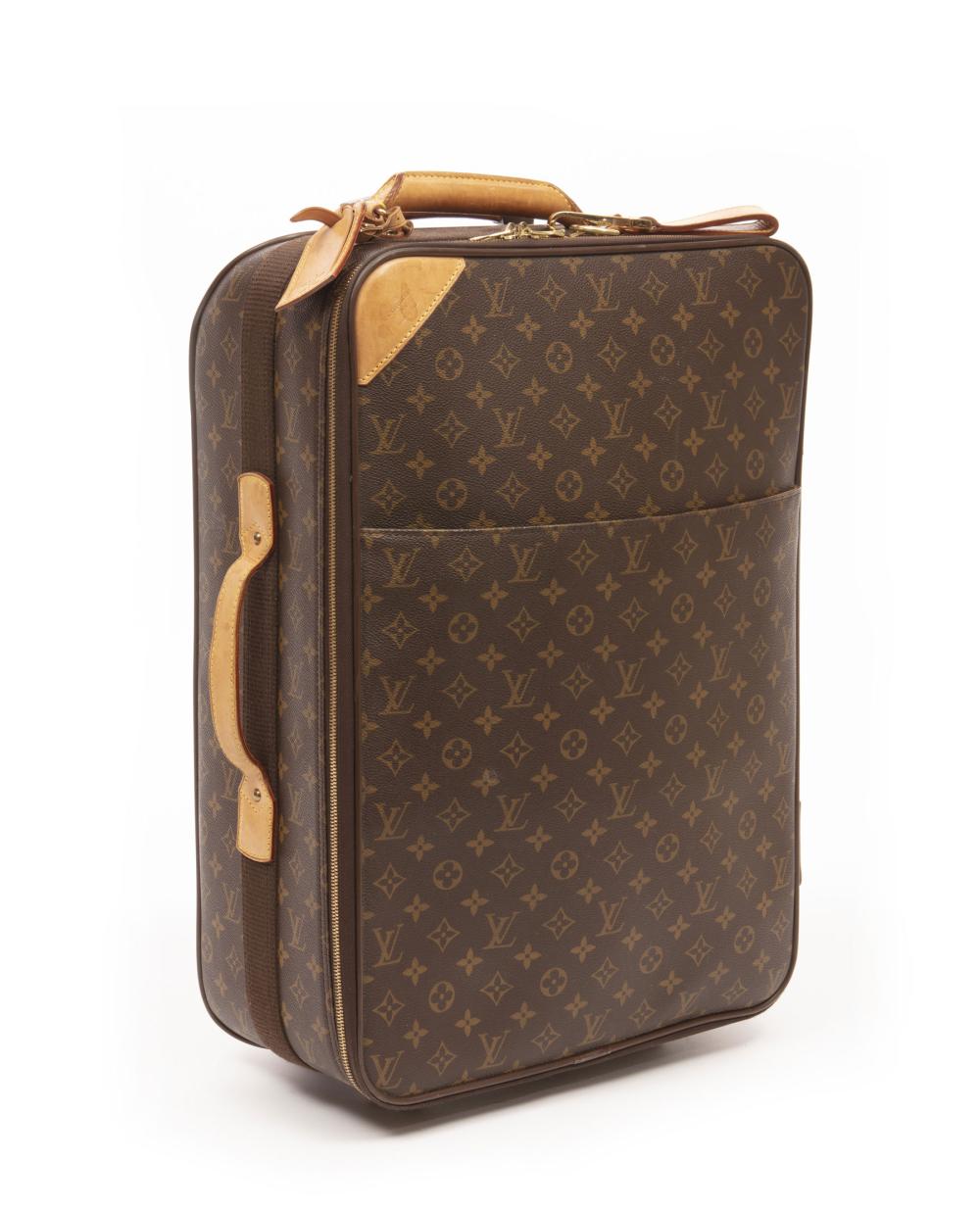 Appraisal: Louis Vuitton Monogram Canvas Pegase Trolley Suitcase brown coated canvas