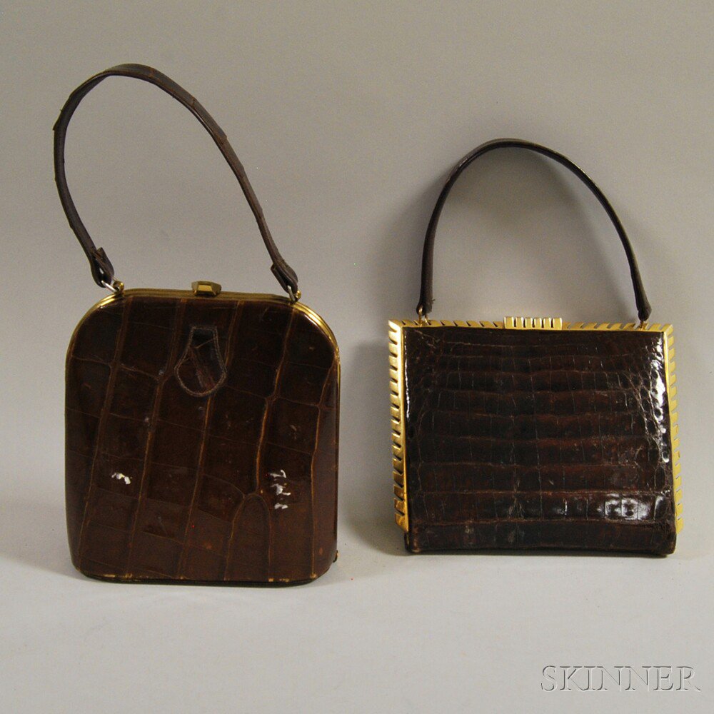 Appraisal: Two Small Vintage Brown Handbags one alligator damage to the