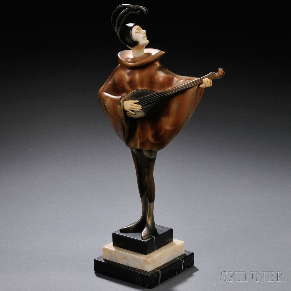 Appraisal: After Roland Paris Austrian - Art Deco Cold-painted Bronze and