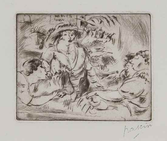 Appraisal: Pascin Jules La Visite etching with drypoint on wove paper