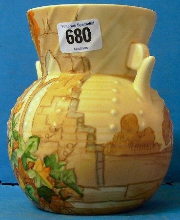 Appraisal: Beswick Art Deco Two Handled vase decorated in Garden Scene