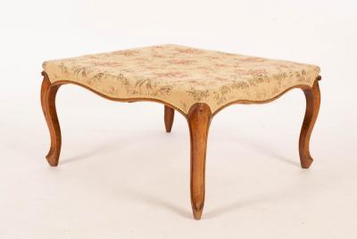 Appraisal: A Victorian walnut square stool with serpentine frieze on moulded