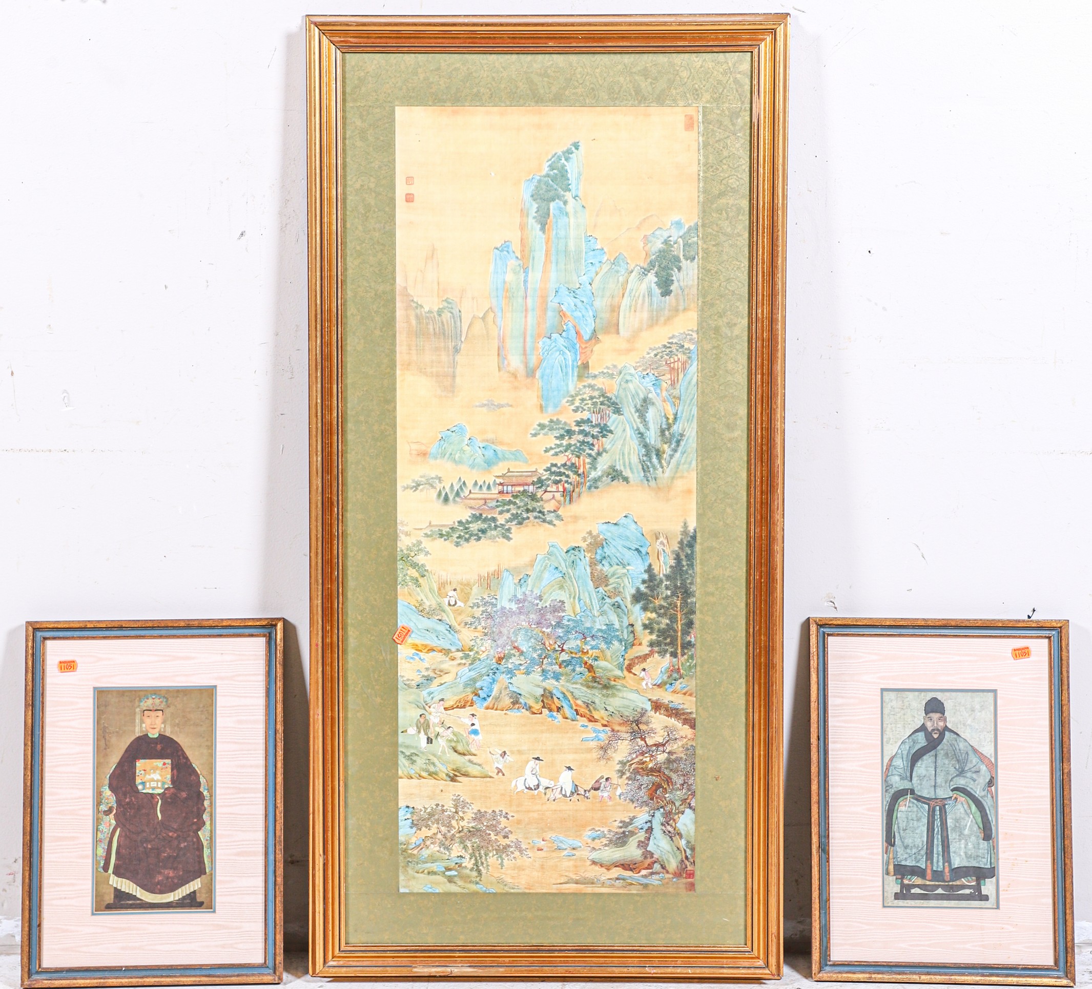 Appraisal: Framed Asian Prints large reproduction of a Chinese scroll and