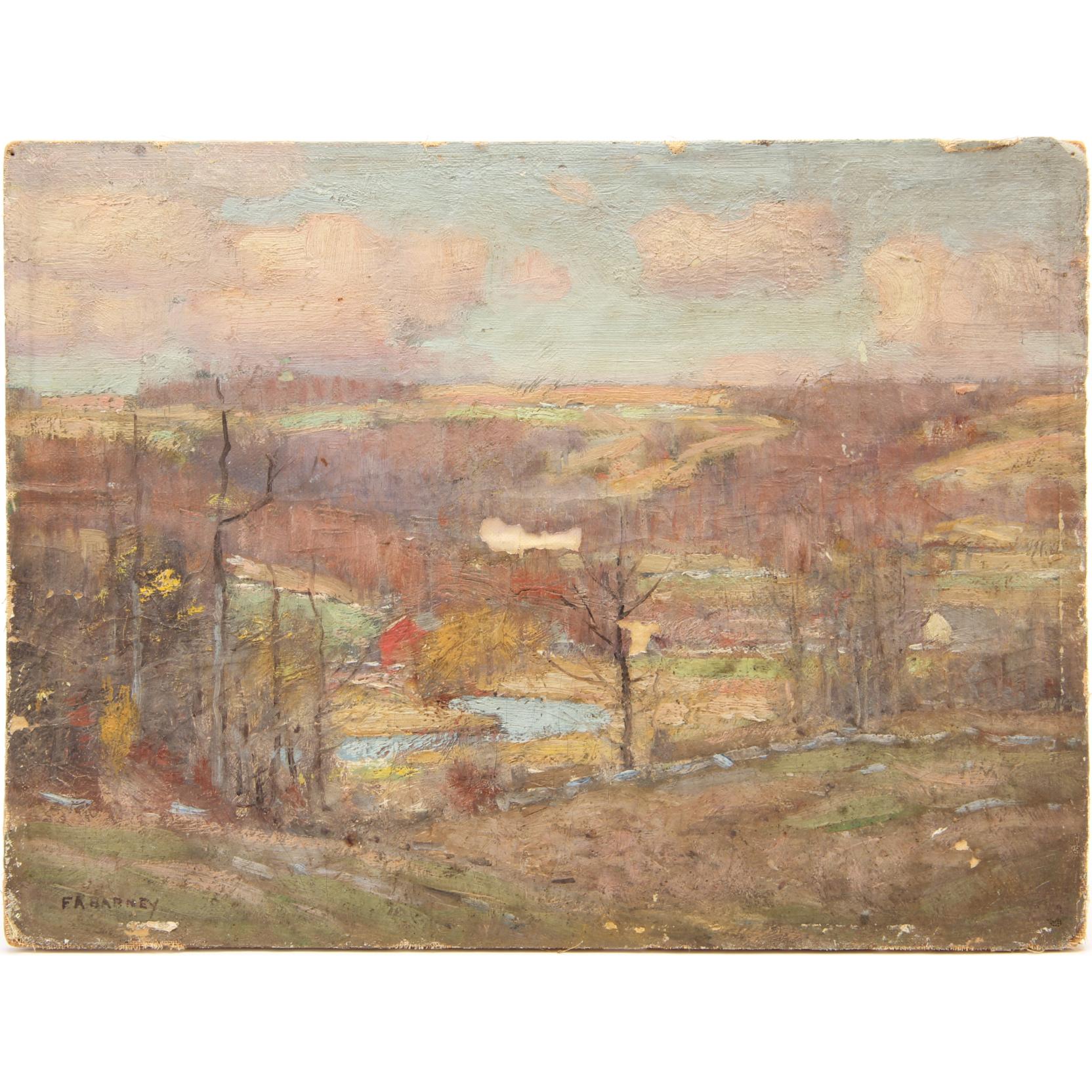 Appraisal: Frank A Barney NY - Landscape oil on canvas laid