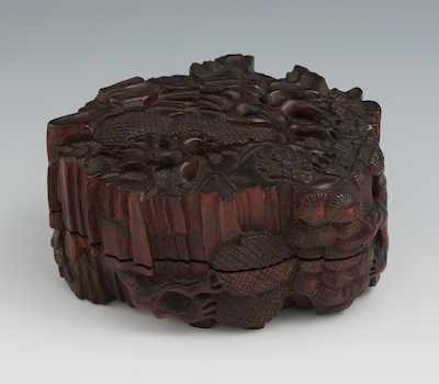 Appraisal: A Chinese Carved Wood Box The box is carved with