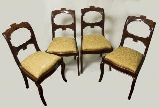 Appraisal: Set of Empire Chairs Cream Yellow Upholstery Mahogany