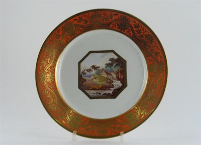 Appraisal: A Derby plate the well painted with an octagonal panel