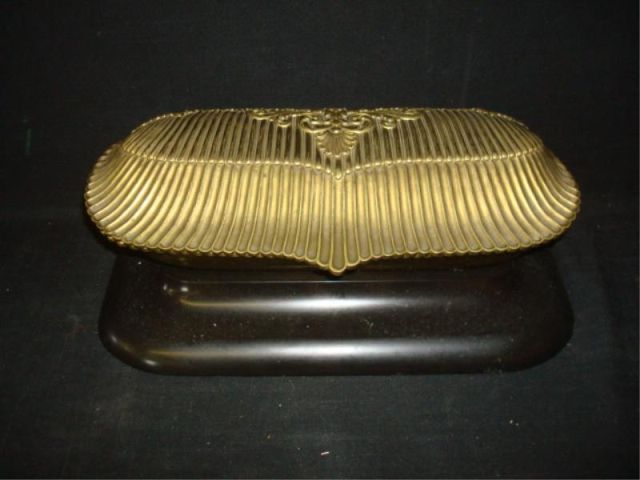 Appraisal: Art Deco gilt metal lift top inkwell From a Flushing