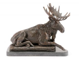 Appraisal: Style of P J Mene Seated Moose Bronze Style of