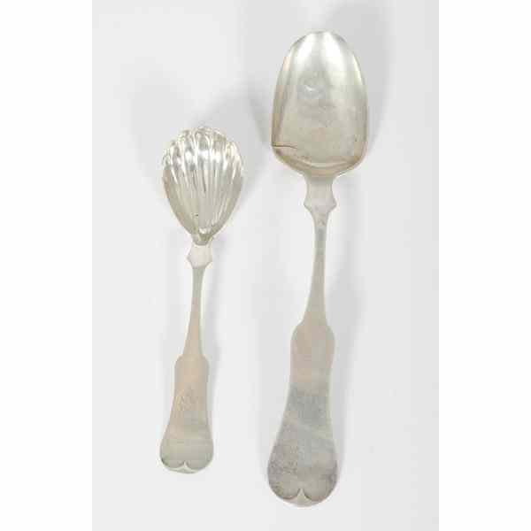 Appraisal: Kinsey Coin Silver Spoons American a coin silver shell spoon