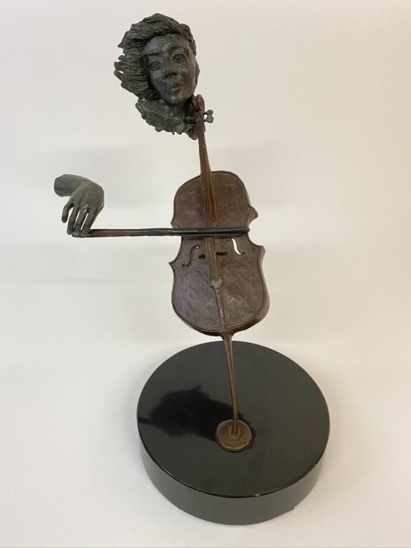 Appraisal: Paul Fairley bronze sculpture titled Cello Player mounted on a