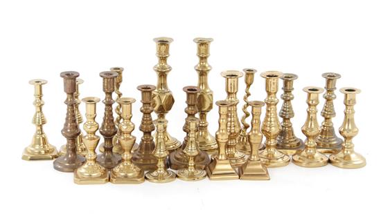 Appraisal: English diminutive brass candlesticks th th century eleven pairs in