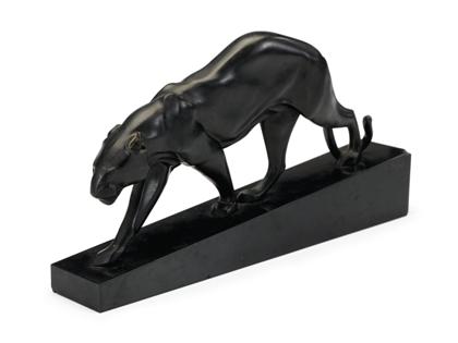 Appraisal: MAURICE PROST french - PANTHER MARCHANT Bronze with black patina